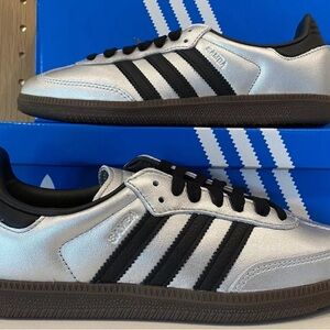 Adidas Originals Samba OG Silver Metallic Black Gum JI4218 Casual Shoe Sneaker